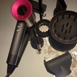 New Grey Metallic and Pink Hair Dryer with 3 To 5 Attachments Great Gift